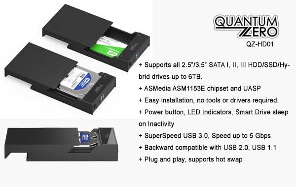 Best HDD/SDD Enclosure Case Review: QuantumZERO QZ-HD01 USB 3.0 SATA Dock