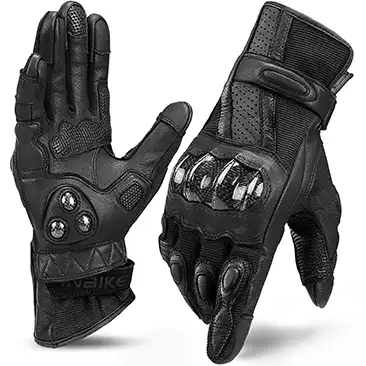 INBIKE Leather Motorcycle Gloves with Carbon Fiber Hard Knuckle Touch Screen