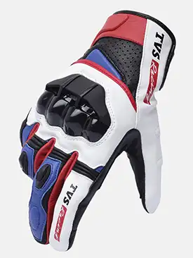TVS Riding Gloves – Race (White & Blue, XL) (NF400440)
