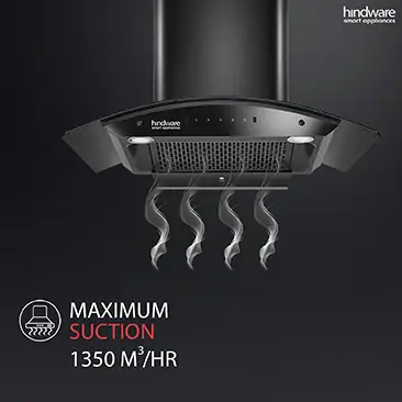 Hindware Smart Appliances Nadia IN 90 cm 1350 m³/hr Stylish Filterless Auto-Clean Kitchen Chimney