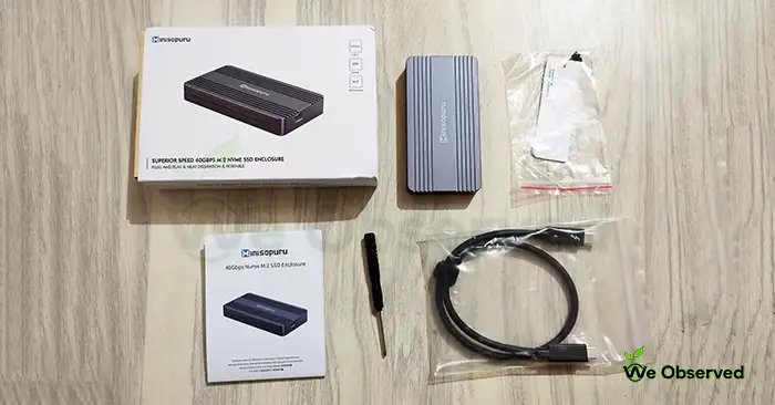 Minisopuru 40Gbps M.2 NVMe SSD Enclosure What is in the box